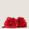 Mule plate Boudoir din piele cu petale de trandafir Mule plate Boudoir din piele cu petale de trandafir
