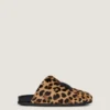 Mule plate cu etichetă, din piele cu efect de ponei și model leopard Mule plate cu etichetă, din piele cu efect de ponei și model leopard