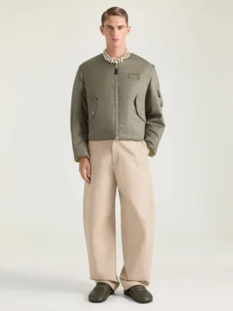 Bomber cu cusături couture din nailon, cu patch Givenchy Paris