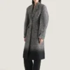 Palton ajustat Cocoon din lână mixtă cu jacquard în model herringbone