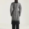 Palton ajustat Cocoon din lână mixtă cu jacquard în model herringbone
