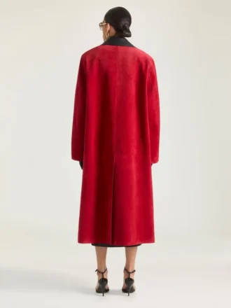 Palton din piele de căprioară cu guler din piele