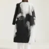 Palton scurt din bumbac cu jacquard cu portret Palton scurt din bumbac cu jacquard cu portret