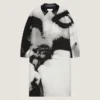 Palton scurt din bumbac cu jacquard cu portret Palton scurt din bumbac cu jacquard cu portret