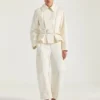 Pantaloni cargo croiți tip cocon din bumbac și lână Pantaloni cargo croiți tip cocon din bumbac și lână