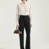 Pantaloni cigarette Tuxedo din lână Pantaloni cigarette Tuxedo din lână