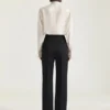 Pantaloni cigarette Tuxedo din lână Pantaloni cigarette Tuxedo din lână