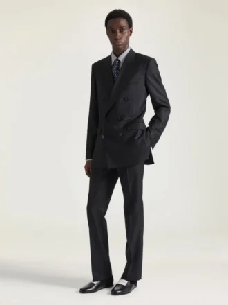 Pantaloni croiți cu croi drept din lână în dungi