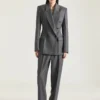 Pantaloni cu pliuri duble din lână Pantaloni cu pliuri duble din lână