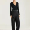 Pantaloni cu pliuri duble din lână și mohair Pantaloni cu pliuri duble din lână și mohair