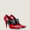 Pantofi cu toc înalt din piele lăcuită, cu linie pătrată decupată și bandă Givenchy Pantofi cu toc înalt din piele lăcuită, cu linie pătrată decupată și bandă Givenchy
