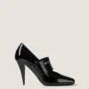 Pantofi cu toc înalt din piele lăcuită, cu linie pătrată decupată și bandă Givenchy Pantofi cu toc înalt din piele lăcuită, cu linie pătrată decupată și bandă Givenchy