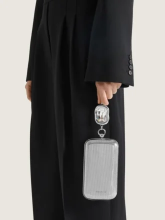 Pochetă de seară din metal cu bijuterie din cristal