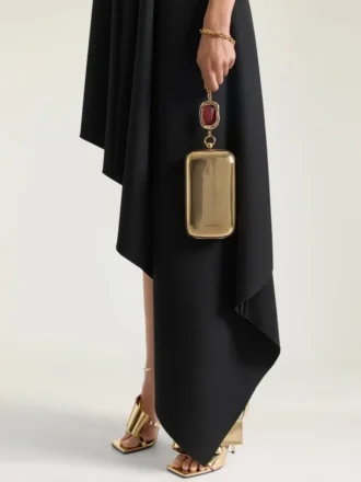 Pochetă de seară din metal cu bijuterie din cristal