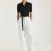 Polo scurt din tricot cu efect de a doua piele Polo scurt din tricot cu efect de a doua piele