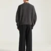Pulover cu cusături couture din lână de alpaca și iac Pulover cu cusături couture din lână de alpaca și iac