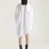 Rochie asimetrică tip cămașă din bumbac, cu detaliu fundă