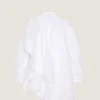 Rochie asimetrică tip cămașă din bumbac, cu detaliu fundă