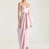 Rochie bustieră de seară din polyfaille cu detaliu fundă Rochie bustieră de seară din polyfaille cu detaliu fundă