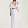 Rochie-cămașă lungă cu tăieturi din poplin