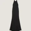 Rochie cu gât halter din crep și satin Rochie cu gât halter din crep și satin