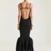 Rochie cu spate decupat și volane, din tricot fin Rochie cu spate decupat și volane, din tricot fin