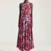 Rochie cu tăieturi și imprimeu floral Rochie cu tăieturi și imprimeu floral