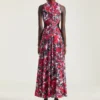 Rochie cu tăieturi și imprimeu floral Rochie cu tăieturi și imprimeu floral