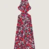 Rochie cu tăieturi și imprimeu floral Rochie cu tăieturi și imprimeu floral