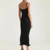 Rochie cu tăieturi laterale din tricot cu nervuri Rochie cu tăieturi laterale din tricot cu nervuri