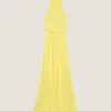 Rochie de seară cu gât halter din șifon de mătase, cu detaliu în formă de fundă Rochie de seară cu gât halter din șifon de mătase, cu detaliu în formă de fundă