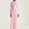 Rochie de seară cu mâneci balon din șifon de mătase Rochie de seară cu mâneci balon din șifon de mătase