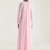 Rochie de seară cu mâneci balon din șifon de mătase Rochie de seară cu mâneci balon din șifon de mătase