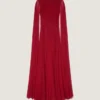 Rochie de seară din crepon de mătase cu capă Rochie de seară din crepon de mătase cu capă