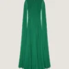 Rochie de seară din crepon de mătase cu capă Rochie de seară din crepon de mătase cu capă