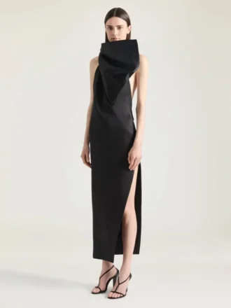 Rochie de seară din satin cu detaliu în formă de fundă