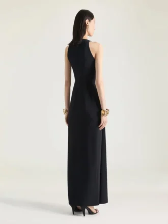 Rochie de seară drapată cu gât halter din crep cady
