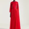 Rochie de seară drapată din șifon cu capă Rochie de seară drapată din șifon cu capă