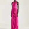 Rochie drapată cu gât halter din jersey Rochie drapată cu gât halter din jersey