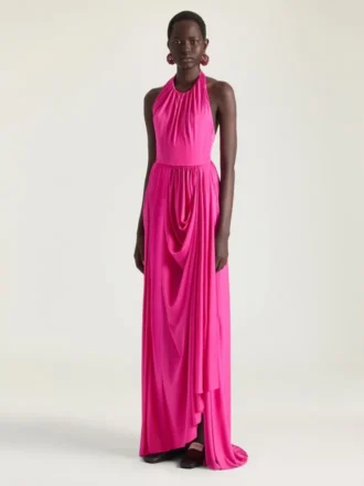 Rochie drapată cu gât halter din jersey Rochie drapată cu gât halter din jersey
