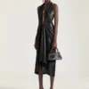 Rochie drapată din piele Nappa Rochie drapată din piele Nappa