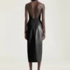 Rochie drapată din piele Nappa Rochie drapată din piele Nappa