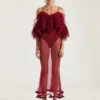 Rochie lungă cu volane din tricot ultrafin