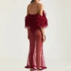 Rochie lungă cu volane din tricot ultrafin