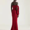 Rochie lungă de seară tip bustieră din crep, cu fundă și paiete Rochie lungă de seară tip bustieră din crep, cu fundă și paiete