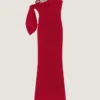 Rochie lungă de seară tip bustieră din crep, cu fundă și paiete Rochie lungă de seară tip bustieră din crep, cu fundă și paiete
