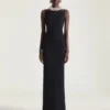 Rochie lungă decupată din crep cady Rochie lungă decupată din crep cady