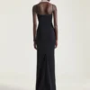 Rochie lungă decupată din crep cady Rochie lungă decupată din crep cady