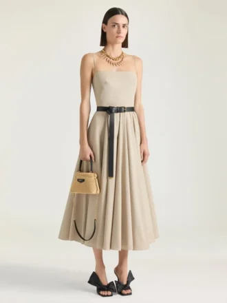 Rochie lungă decupată din poplin