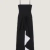 Rochie lungă înfășurată, decupată, din lână și mohair